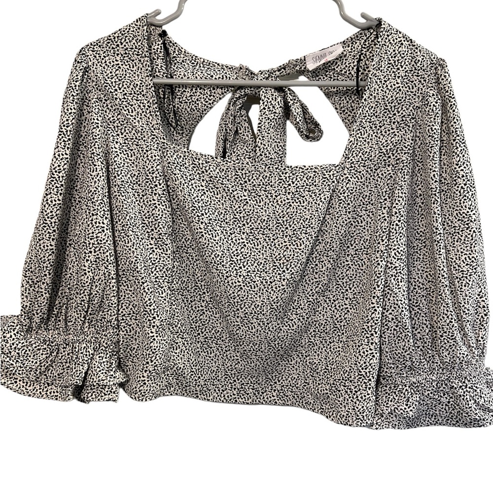 Sienna Sky Square Neck Leopard Print  Crop Tie Top Back Crop Top, Size M